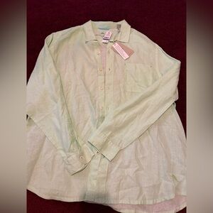Tommy Bahama Long Sleeve Honeydew Green Linen Shirt Sea Glass Breezer XL NWT